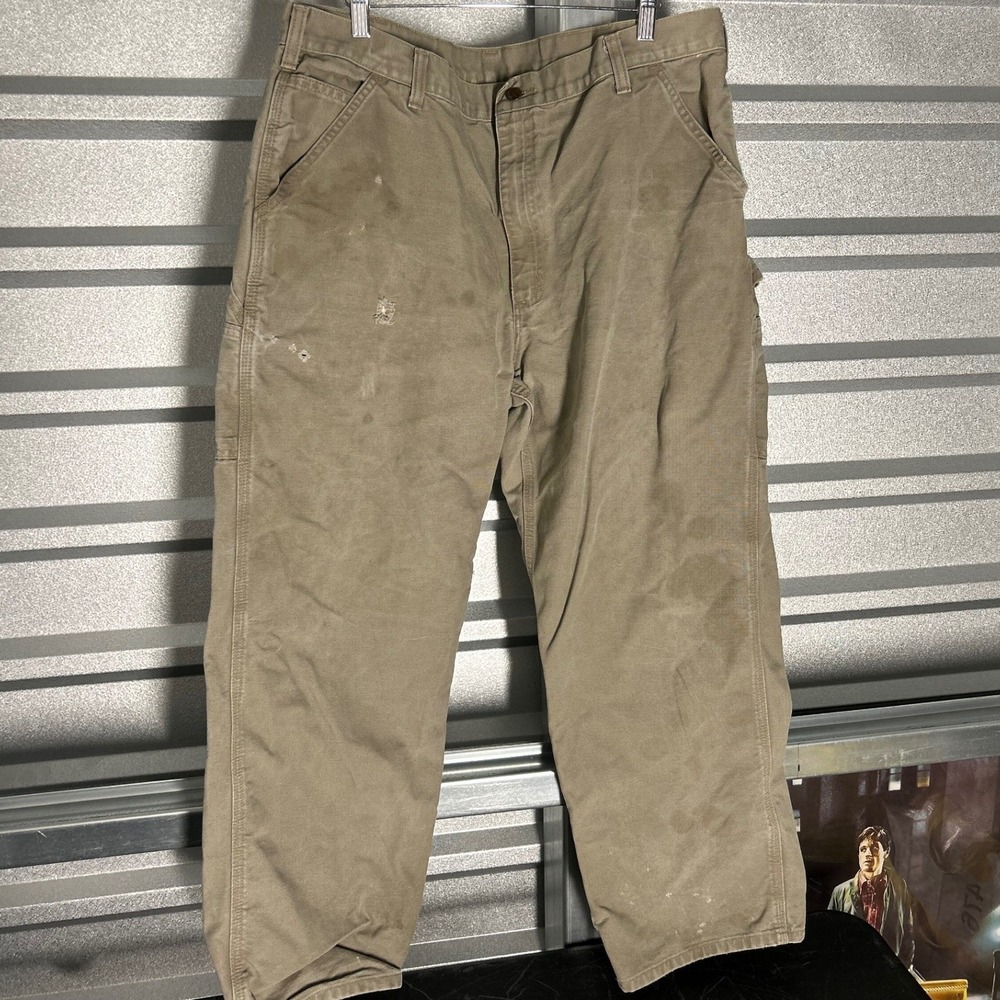 Carhartt B11 DES Dungaree Pants Mens 38x28.5 Brown Distressed Workwear Gorpcore